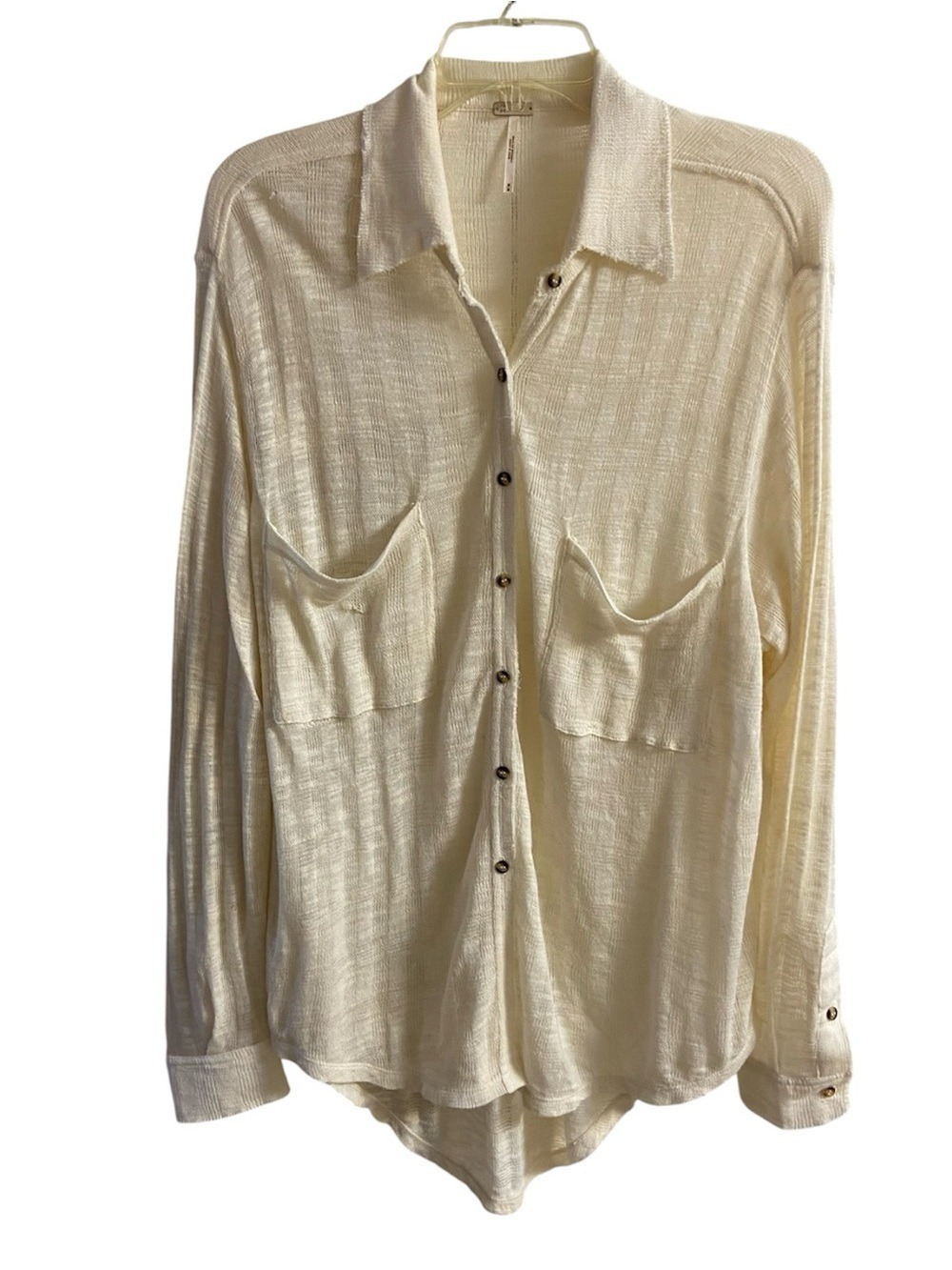 FP Beach Lightweight Cream Knit Top Medium